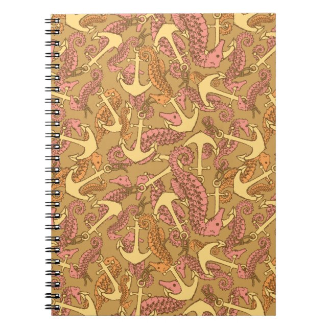 Sketchy Seahorse And Anchor Pattern Notebook (Front)