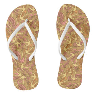 Sketchy Seahorse And Anchor Pattern Thongs