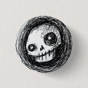 Sketchy Skull 3 Cm Round Badge