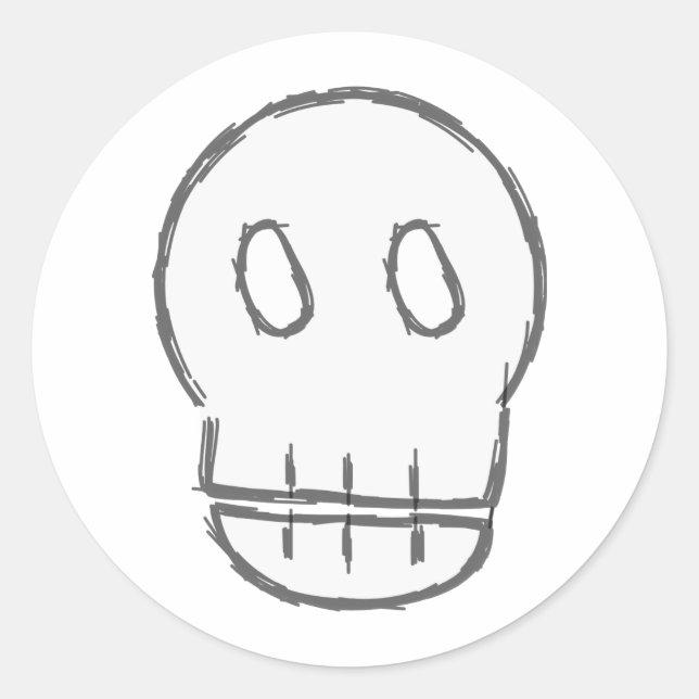 Sketchy Skull Classic Round Sticker (Front)