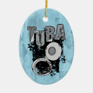 Sketchy Tuba and Text Ceramic Ornament