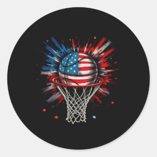Sketll 4th Of July Men Boys American Flag Patrioti Classic Round Sticker