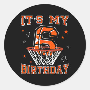 Sketll 6th Birthday Dunk Gift For 6 Years Old Kids Classic Round Sticker