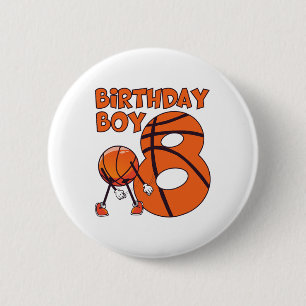 Sketll 8th Birthday Boy Sketll Player 8 Year Old B 6 Cm Round Badge