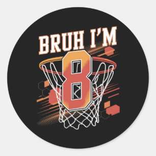 Sketll 8th Birthday Shirt For Boys 8 Year Old Birt Classic Round Sticker