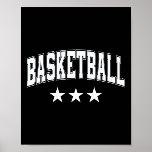 Sketll All White Stars Clic Retro Varsity Text Poster