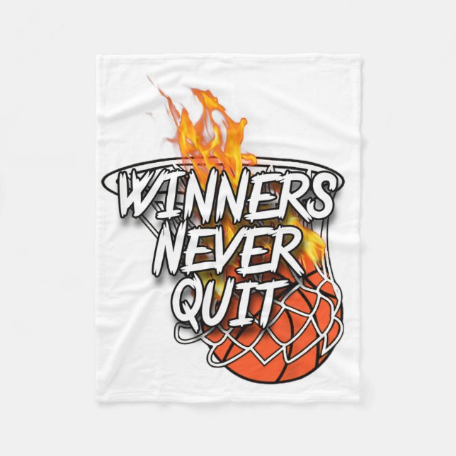 Sketll Apparel - Winners Never Quit - Fire Sketll  Fleece Blanket (Front)