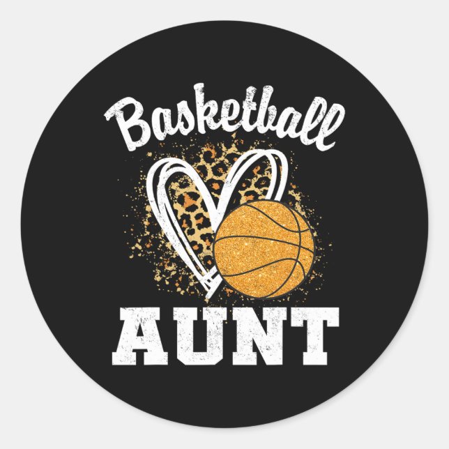 Sketll Aunt Leopard Heart  Classic Round Sticker (Front)