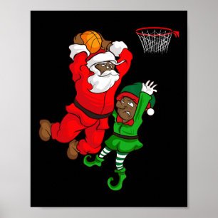 Sketll Black African American Santa Claus Dunk Elf Poster