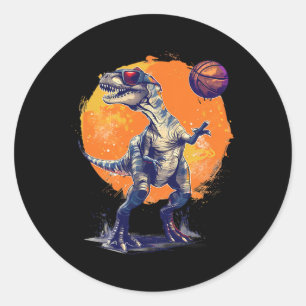 Sketll Dino T-rex Artwork Drawing Sketll Lover  Classic Round Sticker