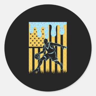 Sketll Drip Boys Dripping Ice Cream American Flag Classic Round Sticker