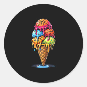 Sketll Drip Boys Girls Ice Cream Drip Sprinkles Su Classic Round Sticker
