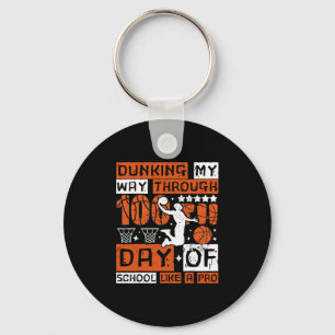 Sketll Dunking 100th Day Of School Celebration Men Key Ring