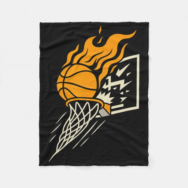 Sketll Flame Dunk Graphic Funny Hoops Art  Fleece Blanket (Front)
