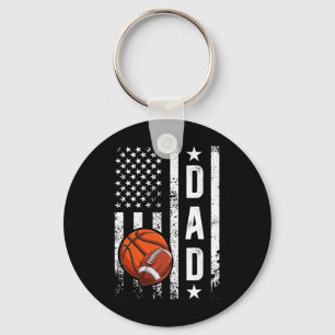 Sketll Footll Dad Us Flag Footll Sketll Father Key Ring
