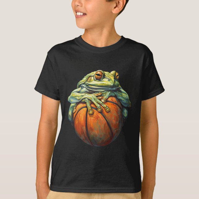 Sketll Frog Bll Player Artwork Drawing Sketll Hoop T-Shirt (Front)