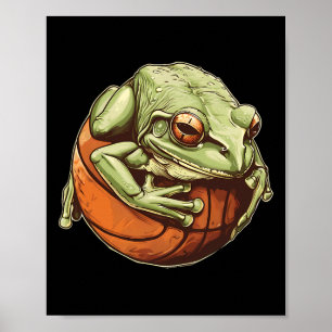 Sketll Frog Drawing Sketll Hoop Bll Player Artwork Poster