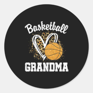 Sketll Grandma Leopard Heart Classic Round Sticker