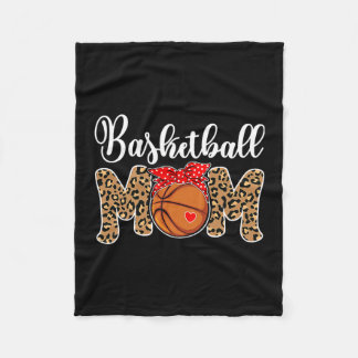Sketll Mom Leopard Messy Bun Game Day Funny Mother Fleece Blanket