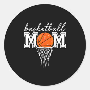 Sketll Mom Mother Leopard Sketll Hoop Net Game Day Classic Round Sticker