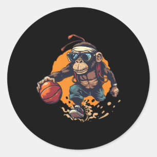 Sketll Monkey Artwork Colourful Sketll Player Classic Round Sticker
