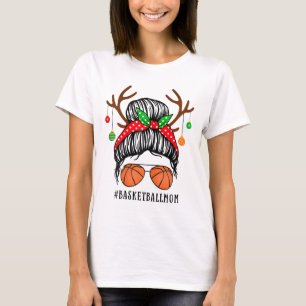 Sketll Mum Messy Bun Team Christmas Sketll Player T-Shirt