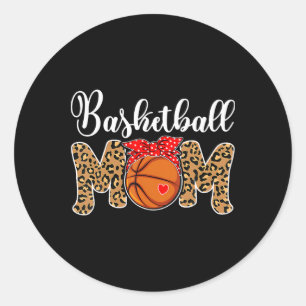 Sketll Mum Mother Leopard Sketll Hoop Net Game Day Classic Round Sticker