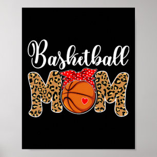 Sketll Mum Mother Leopard Sketll Hoop Net Game Day Poster