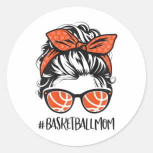 Sketll Mum Sketll Lover Mothers Day Messy Bun  Classic Round Sticker