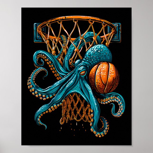 Sketll Octopus Drawing Sketll Player Slam Dunk  Poster (Front)