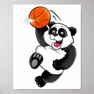 Sketll Panda Slam Dunk Fun Kids Adults Sports Poster