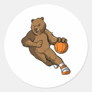 Sketll Player Bear Player Gift I Hoops Bear  Classic Round Sticker