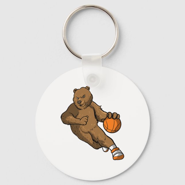 Sketll Player Bear Player Gift I Hoops Bear  Key Ring (Front)