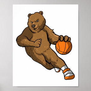 Sketll Player Bear Player Gift I Hoops Bear Poster