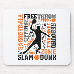 Sketll Player Slam Dunk Typography Word Art Vintag Mouse Pad