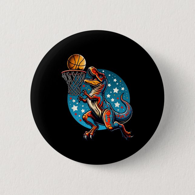 Sketll Player T-rex Dinosaur  6 Cm Round Badge (Front)
