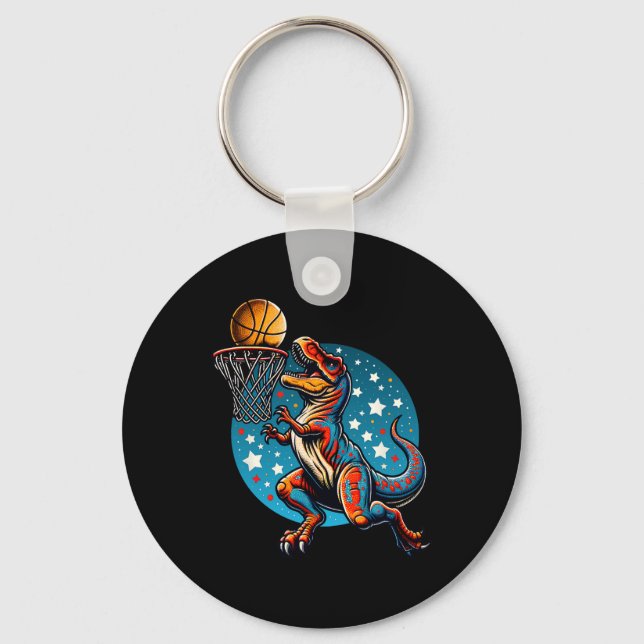 Sketll Player T-rex Dinosaur  Key Ring (Front)