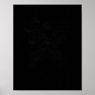 Sketll Player Vitruvian Man Funny Leonardo Da Vinc Poster