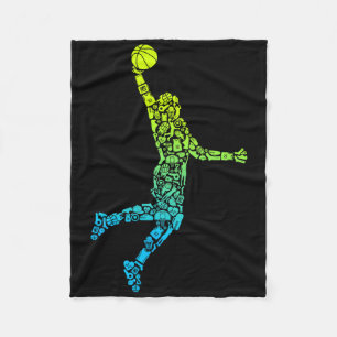 Sketll Players Dunking Kids Men Boys Sketll Player Fleece Blanket