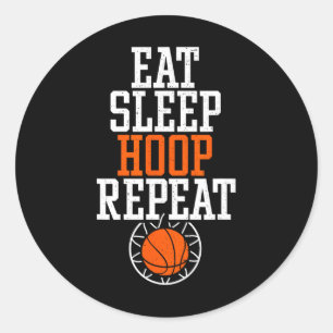 Sketll Quote Shirt - Eat Sleep Hoop Repeat Classic Round Sticker