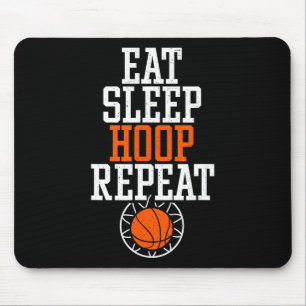 Sketll Quote Shirt - Eat Sleep Hoop Repeat Mouse Pad