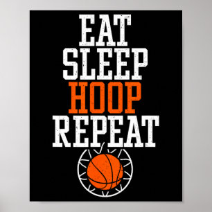 Sketll Quote Shirt - Eat Sleep Hoop Repeat Poster