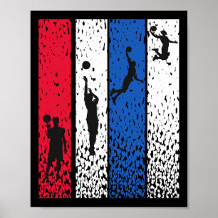 Sketll Retro Vintage Usa Flag Red White Blue Patri Poster