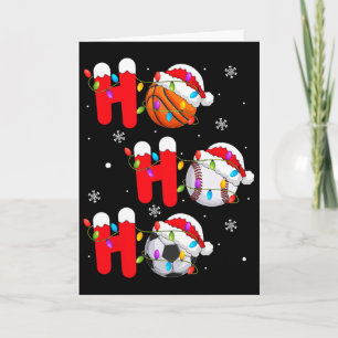 Sketll Sell Soccer Christmas Ho Ho Ho Santa Xmas  Card