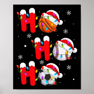 Sketll Sell Soccer Christmas Ho Ho Ho Santa Xmas Poster