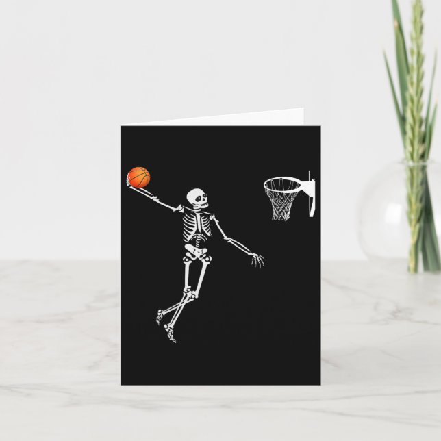 Sketll Skeleton Halloween Art-dunking Skeleton  Card (Front)