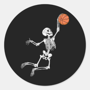 Sketll Skeleton Halloween Player Catcher Mens Boys Classic Round Sticker