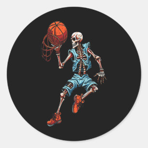 Sketll Skeleton Halloween Spooky Dunking Skull Cos Classic Round Sticker