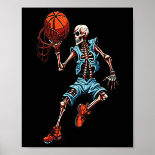 Sketll Skeleton Halloween Spooky Dunking Skull Cos Poster