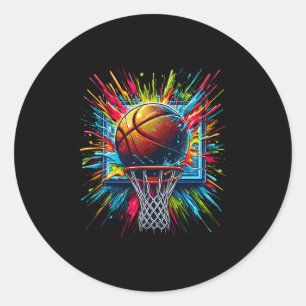 Sketll Tie Dye Color Splash Colorful Sketll Hoop Classic Round Sticker